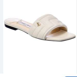Jimmy Choo Cream Themis leather Slide Sandals
